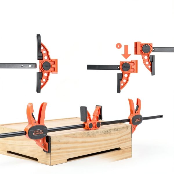 Jorgensen 6" Bar clamps for woodworking - 4-Pack, One-Hand Light Duty E-Z Hold Spreader Clamp, 150 lbs Capacity, Versatile and Easy-to-Use Design-4