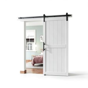 Sliding Barn Door 36x84 White 6.6 Ft Hardware Kit with PVC Surface-0