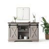 WINSOON 6FT Super Mini Barn Door Hardware Kit for Sliding Double Doors Small TV Stands Wardrobe Cabinets, I Shape Hanger (6FT Double Doors Kit)-1