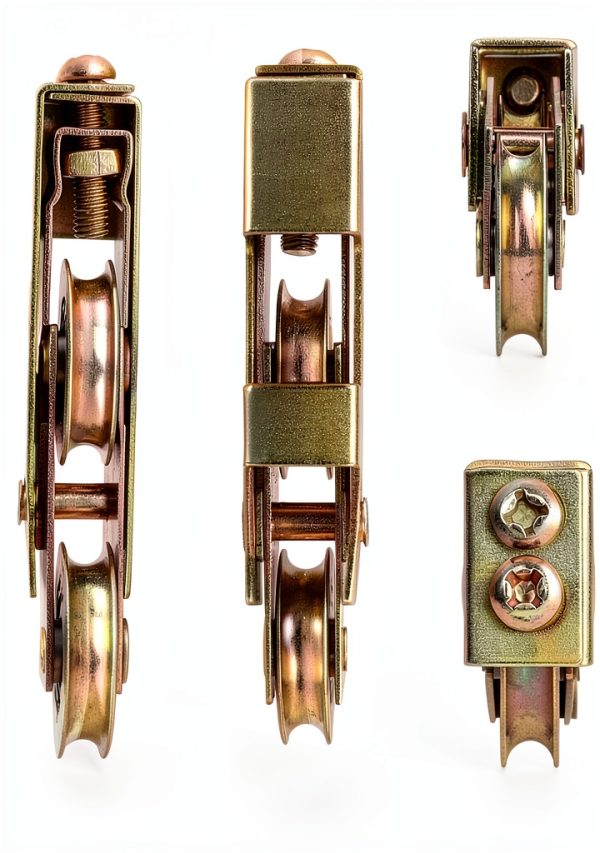 Sliding Door Rollers Lashow 1-1/4 inch 330lb Brush Gold Tandem Kit 2-2