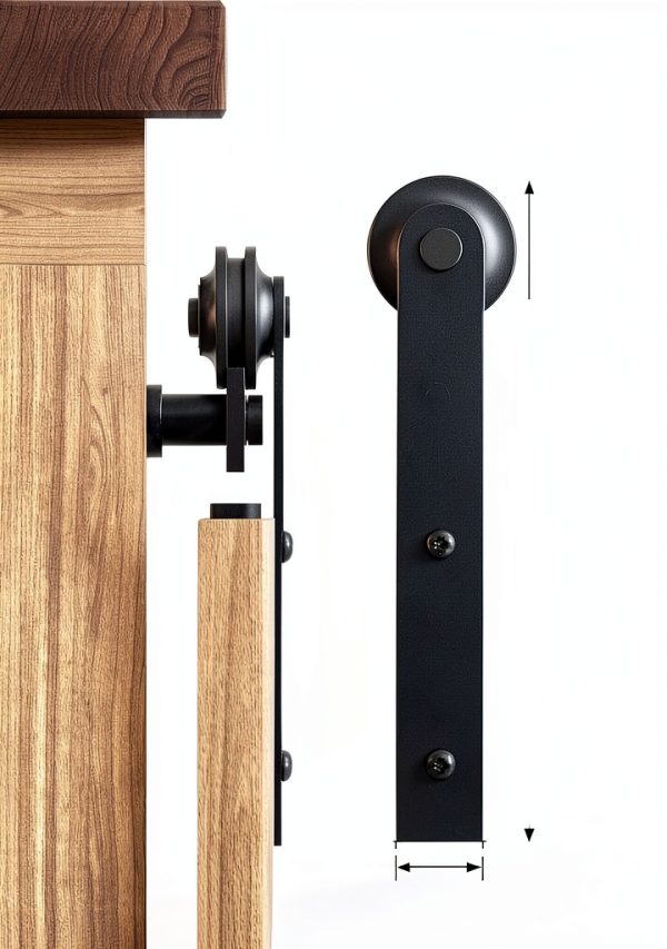 WINSOON 6FT Super Mini Barn Door Hardware Kit for Sliding Double Doors Small TV Stands Wardrobe Cabinets, I Shape Hanger (6FT Double Doors Kit)-4