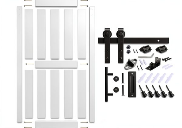 Sliding Barn Door 36x84 White 6.6 Ft Hardware Kit with PVC Surface-2