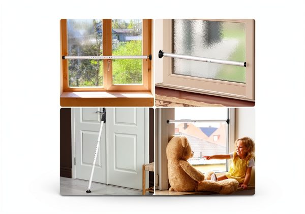 Sliding Glass Door Security Bar, Patio Door Barricade Security Bar, Apartment BarSliding Door Security Bar, Door Jammer, White, 1 Pack-3