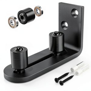 EaseLife Sliding Barn Door Bottom Floor Guide,Ball Bearings Adjustable Stay Roller,Wall Mount System,Flush Flat Bottom Design,2 Assemble Setup Options,Fit All Size Door,Black-0