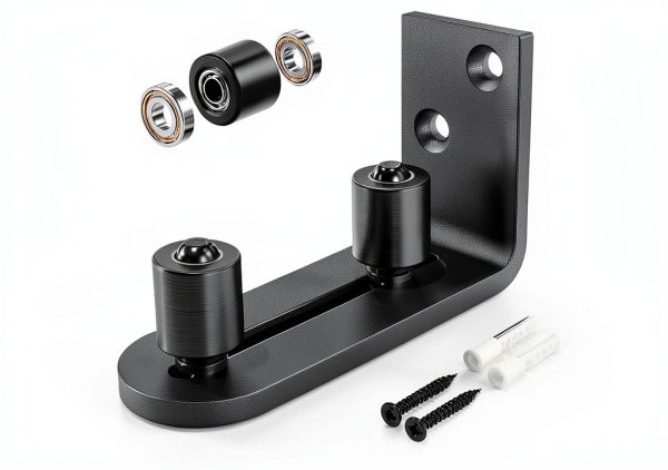 EaseLife Sliding Barn Door Bottom Floor Guide,Ball Bearings Adjustable Stay Roller,Wall Mount System,Flush Flat Bottom Design,2 Assemble Setup Options,Fit All Size Door,Black-0