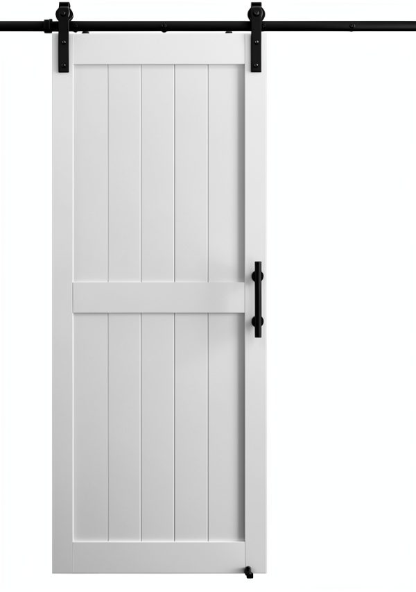 Sliding Barn Door 36x84 White 6.6 Ft Hardware Kit with PVC Surface-6
