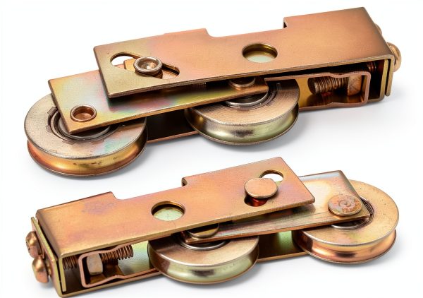 Sliding Door Rollers Lashow 1-1/4 inch 330lb Brush Gold Tandem Kit 2-1